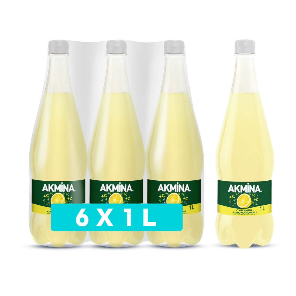 Akmina Limon Aromalı Maden Suyu 1L × 6