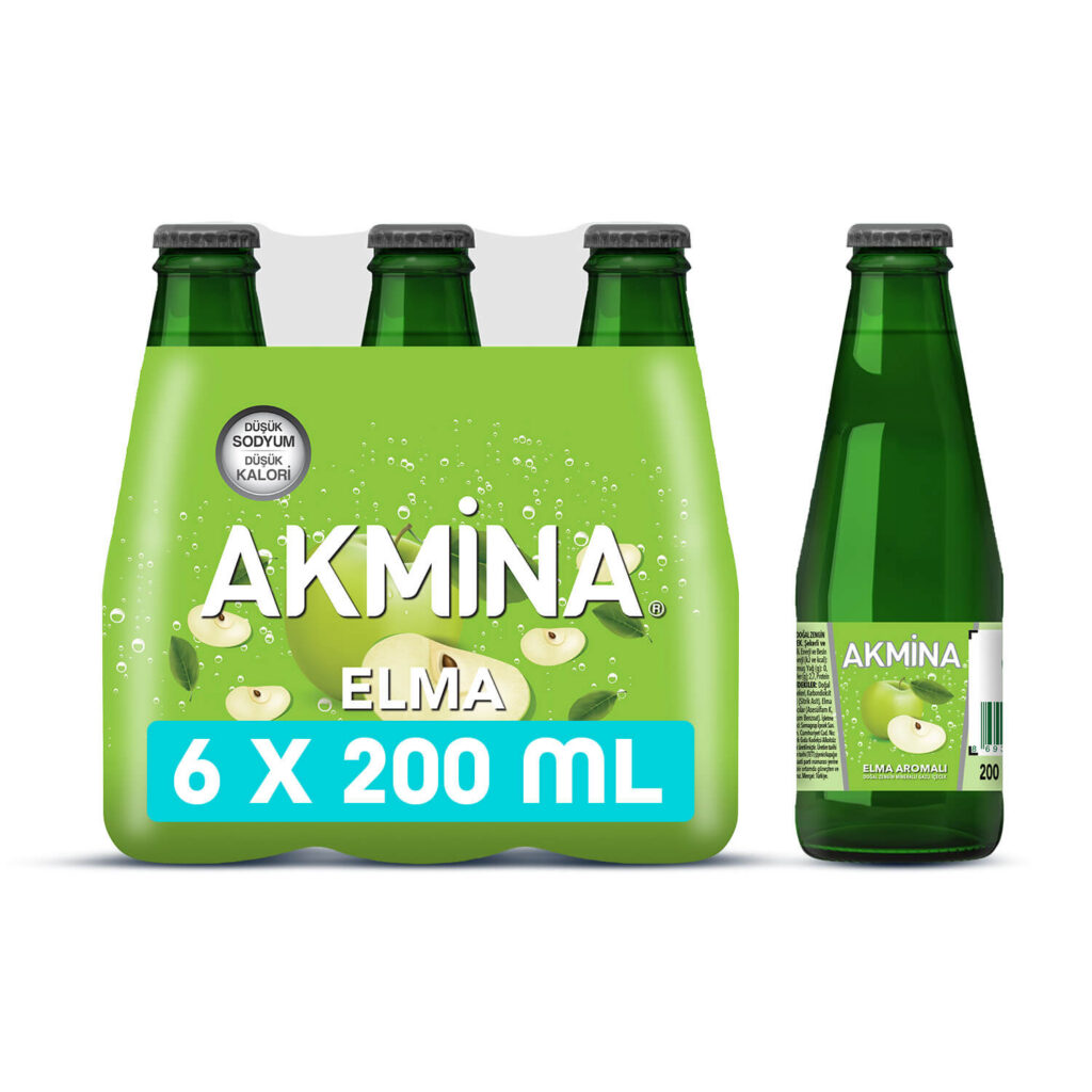 Akmina Elma Aromalı Maden Suyu 200ml × 6