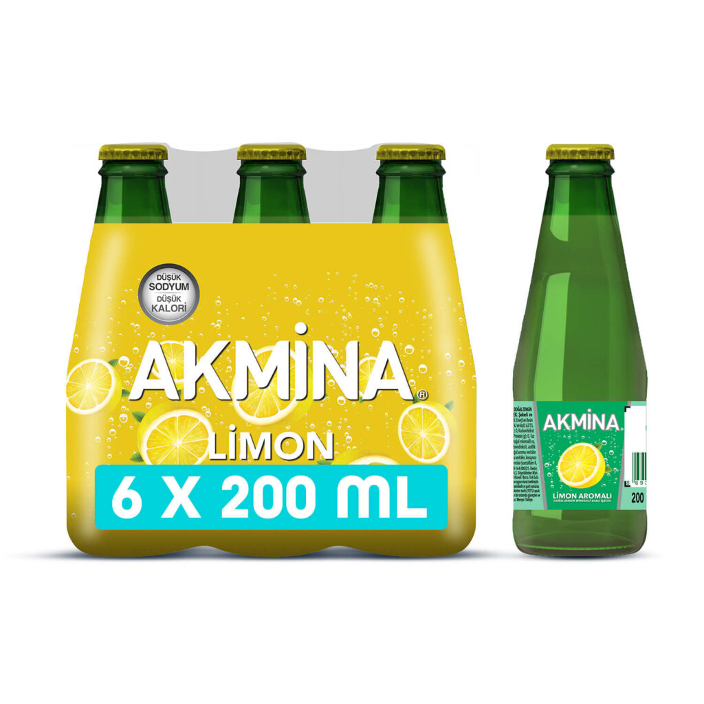 Akmina Limon Aromalı Maden Suyu 200ml × 12