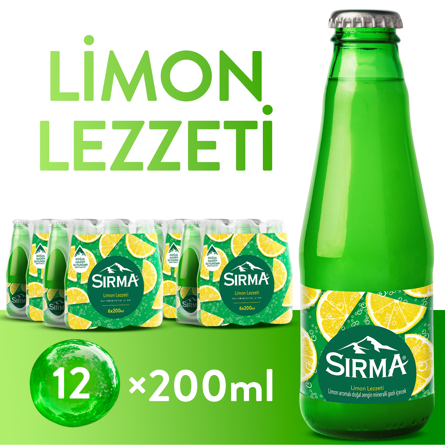 Sırma Limon Lezzeti Maden Suyu 200ml × 12 - Görsel 1